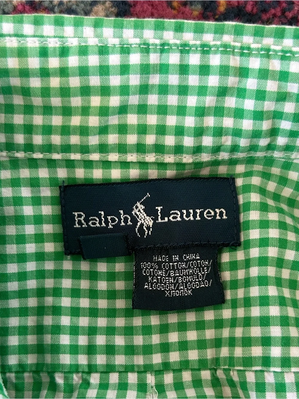 Ralph Lauren | Boys Green/White Gingham Long Sleeve Button Up Oxford Shirt Sz 7